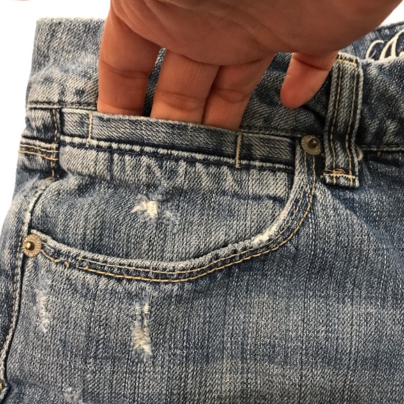 AEO American Eagle Bootleg Slight Flare Distressed Blue Denim Jeans Size 8 Long - Picture 7 of 16